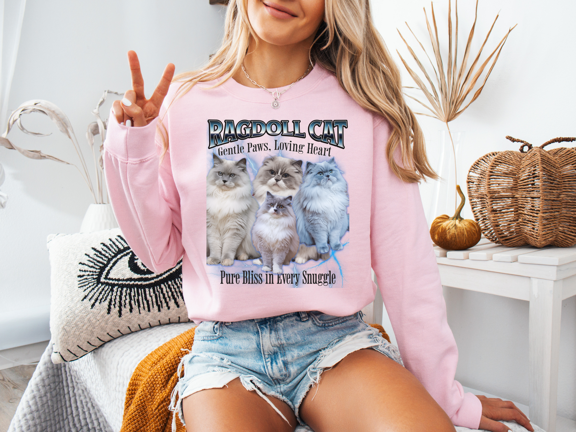Cat Bootled Unisex Collage Sweatshirt