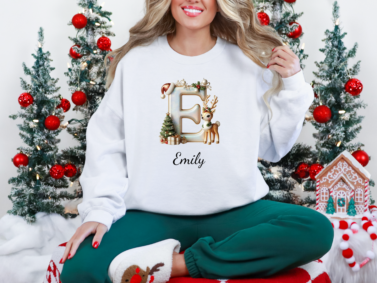 Personalized Family Christmas Alphabet Name Sweatshirt or Hoodie – Custom Holiday Apparel Gift for Adults & Kids
