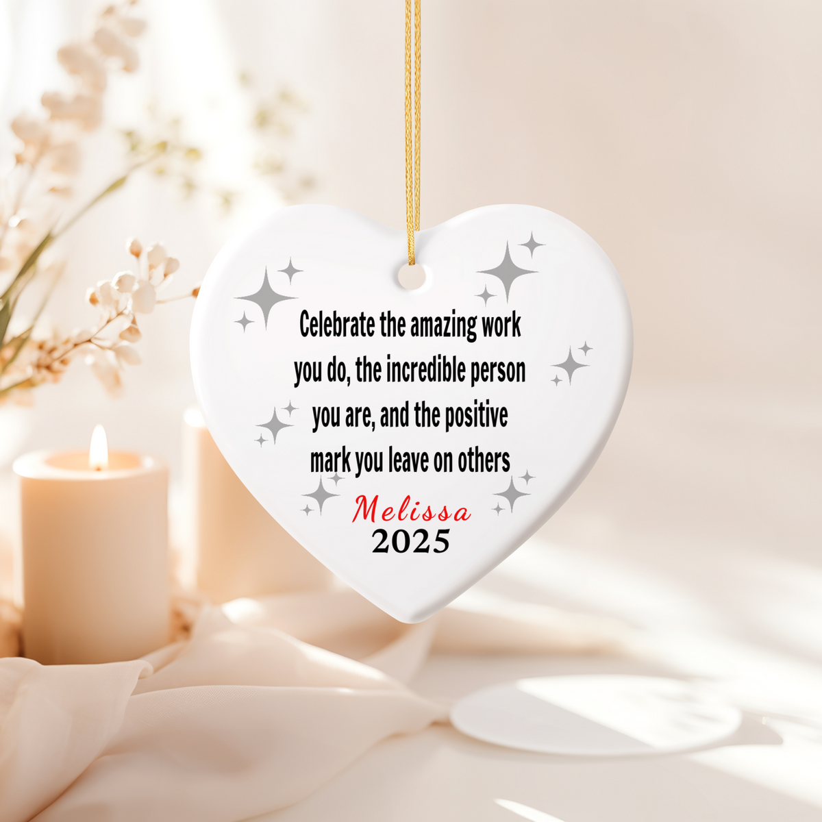 Personalized Coworker Gift Heart Ornament | “Best Team Ever” Appreciation Keepsake | Work Bestie & Friend Gift