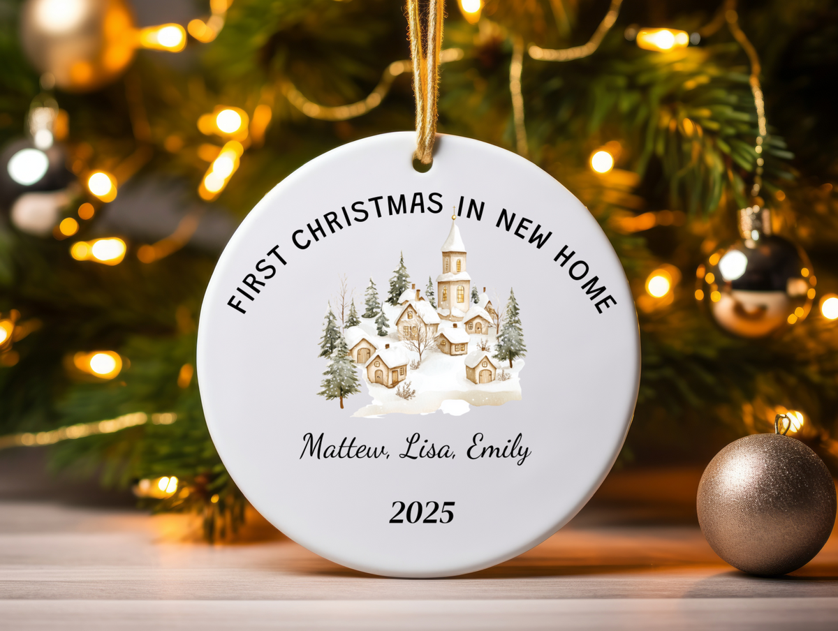 First Christmas in Our New Home Personalized Ornament — Custom Name Holiday Keepsake Gift