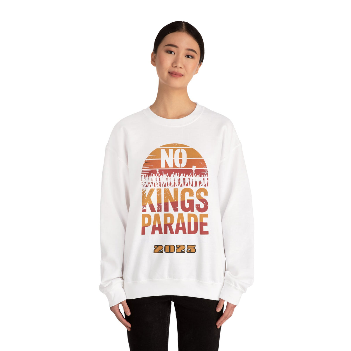 No Kings Parade” Retro Text Sweatshirt – Vintage-Inspired Peaceful Protest Message, Unisex Civil Rights Statement Apparel