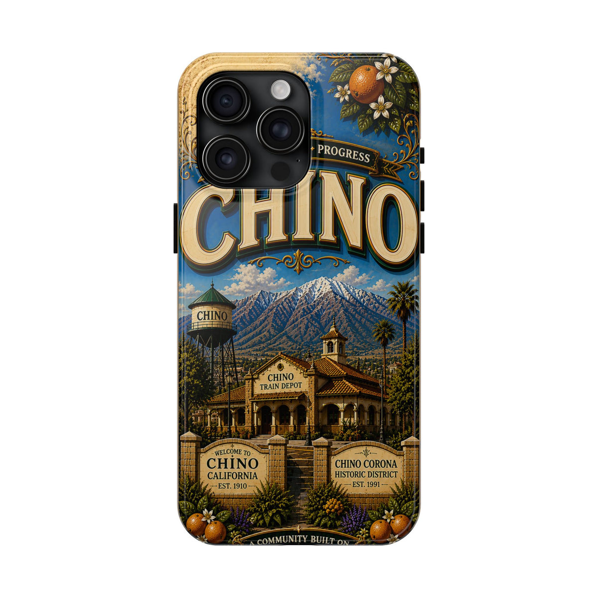 Chino Vintage Travel Phone Case — Retro California Cityscape Tough Case