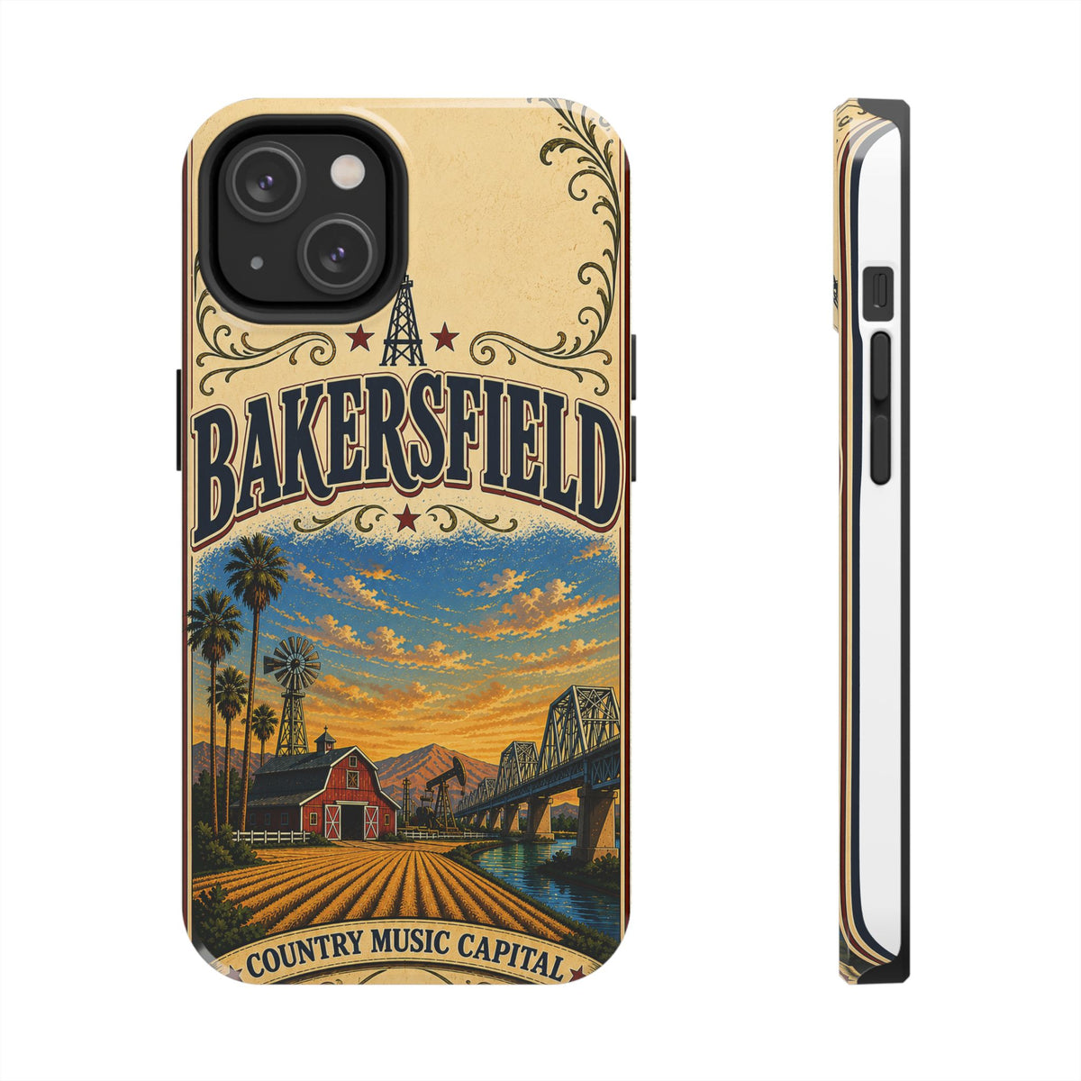 Bakersfield California Vintage Travel Phone Case Country Music Capital Retro Oil Fields Farmland Cover