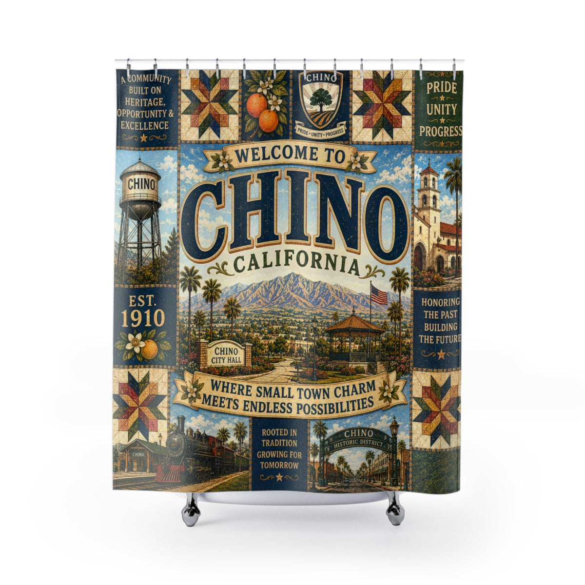 Chino California Vintage Welcome Shower Curtain