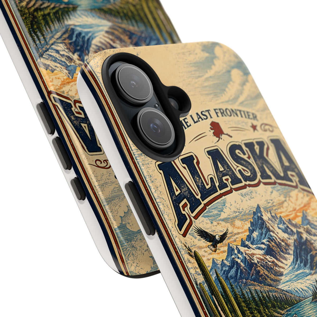 Alaska Faux Vintage Phone Case The Last Frontier Retro Travel Poster Style Adventure Awaits Wildlife iPhone Samsung Case