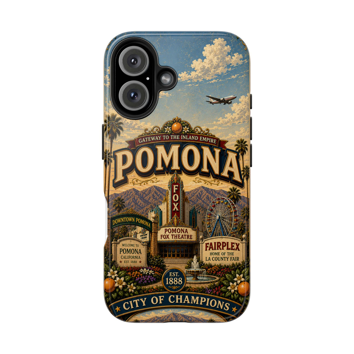 Pomona Gateway to the Inland Empire Faux Patchwork Phone Case – Vintage California Travel Art Cover