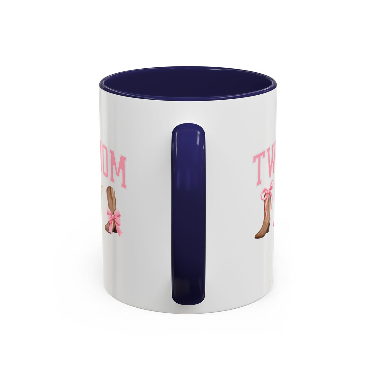 Twin Mom Letters Coffee Mug with Cowboy Boots and Bow – 11oz & 15oz Accent Mug – Cute Western Gift for Twin Moms