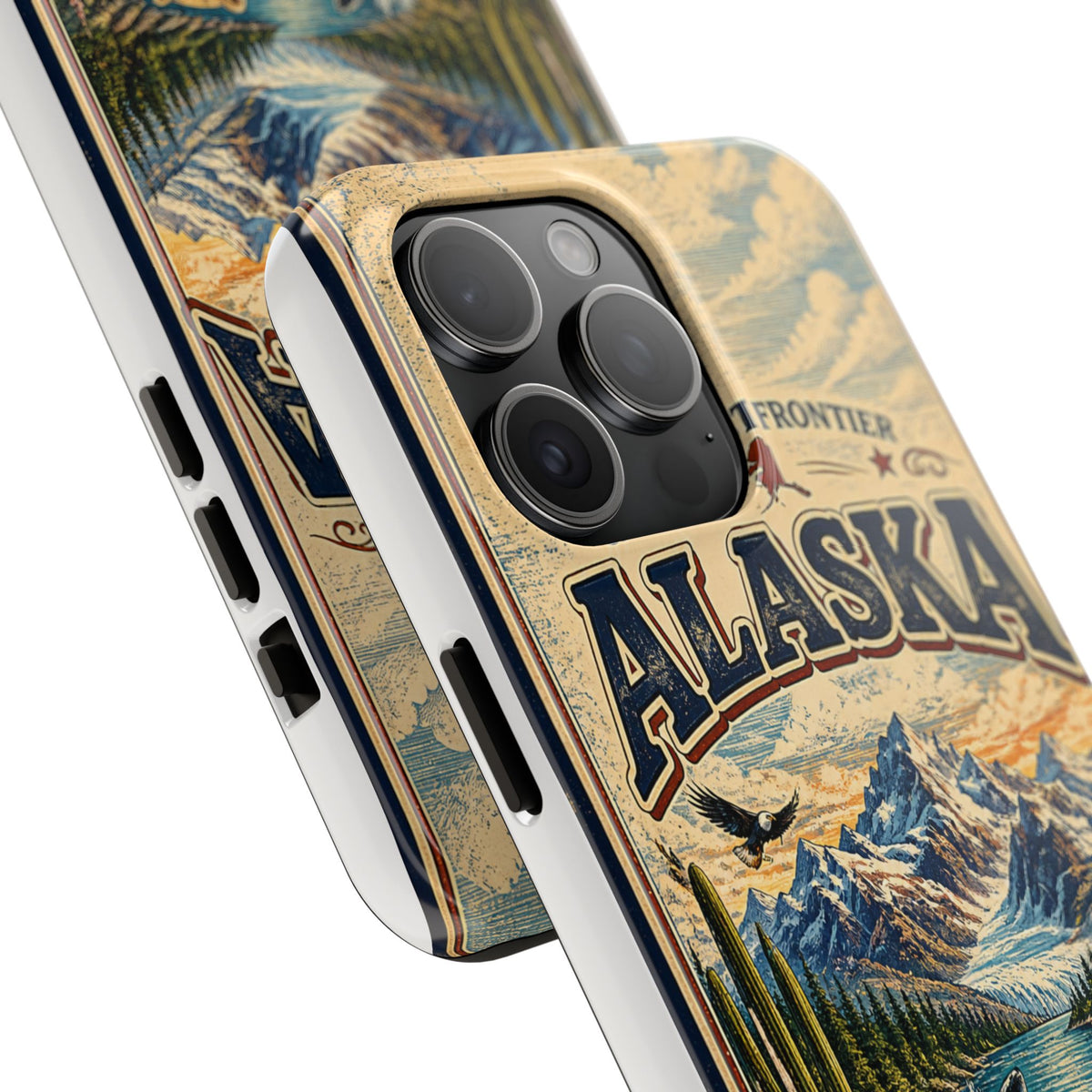 Alaska Faux Vintage Phone Case The Last Frontier Retro Travel Poster Style Adventure Awaits Wildlife iPhone Samsung Case