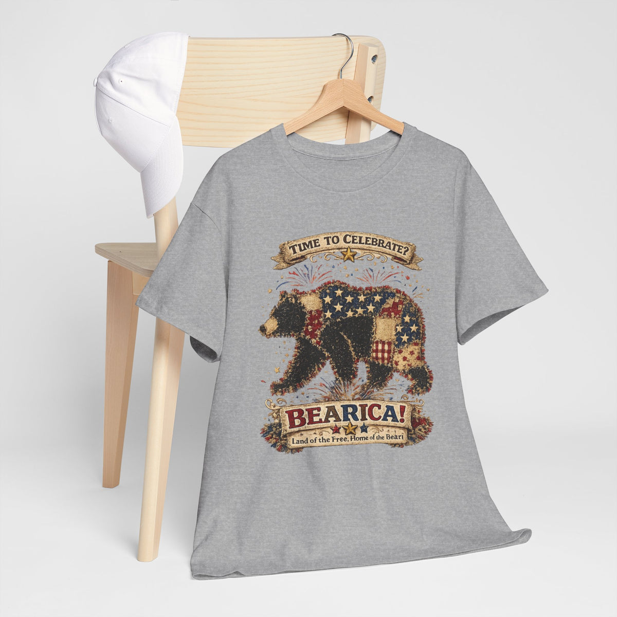 Bearica Patriotic Bear T-Shirt – "Time to Celebrate!" 4th of July Tee