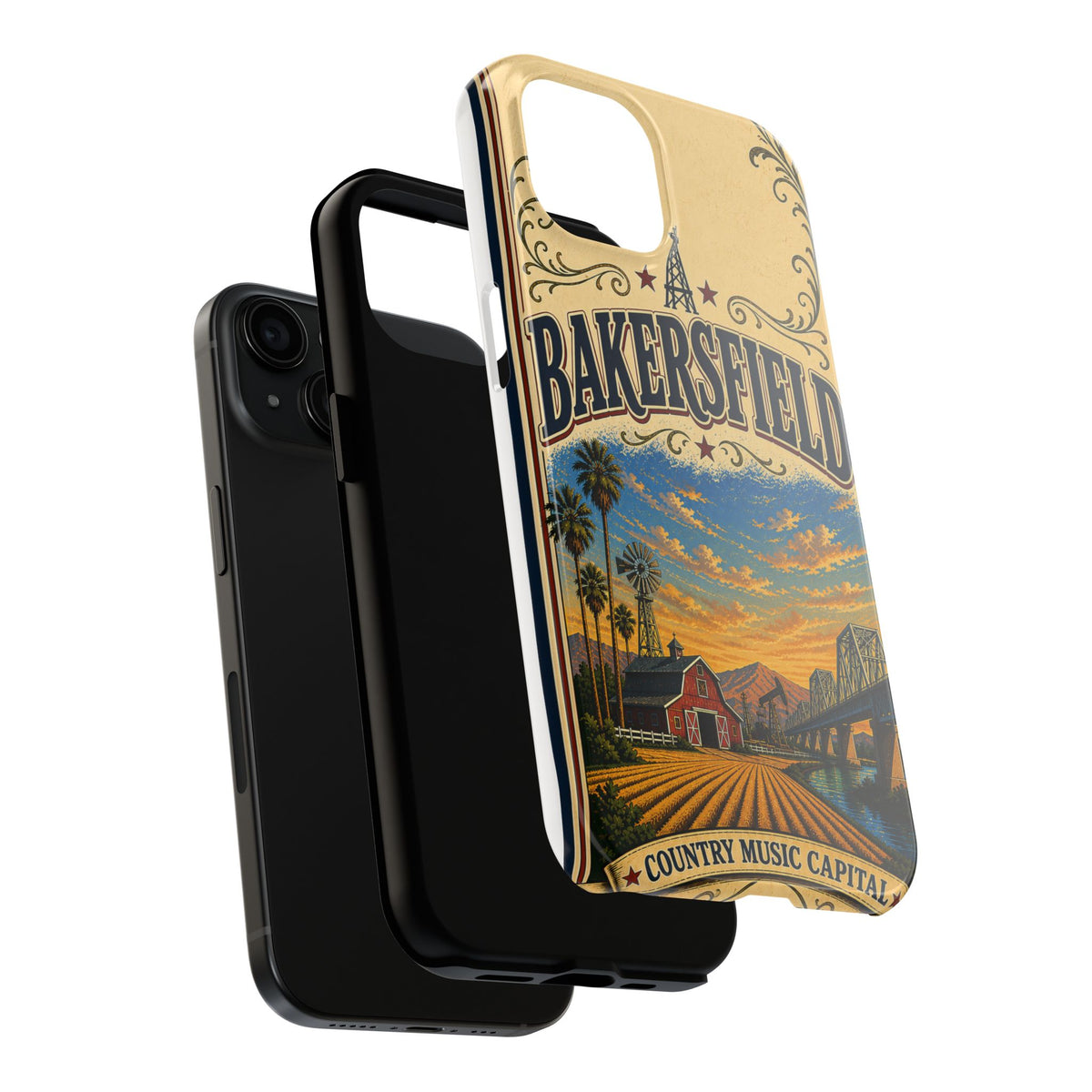 Bakersfield California Vintage Travel Phone Case Country Music Capital Retro Oil Fields Farmland Cover