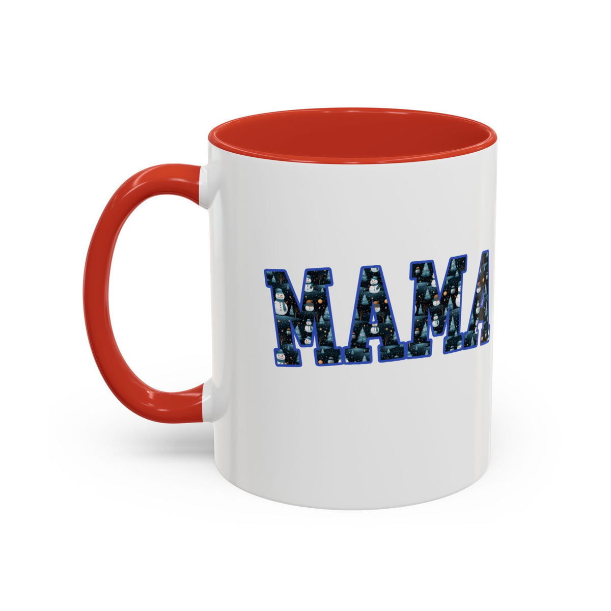 Christmas Snowman MAMA Letters Coffee Mug – 11oz & 15oz Accent Mug – Cute Holiday Gift for Moms
