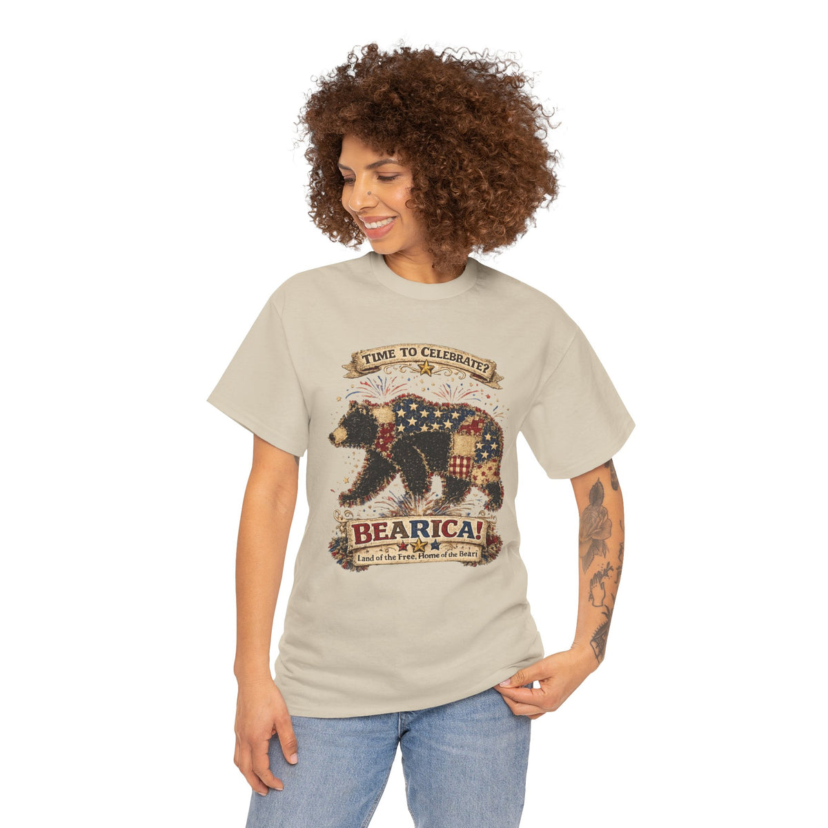 Bearica Patriotic Bear T-Shirt – "Time to Celebrate!" 4th of July Tee