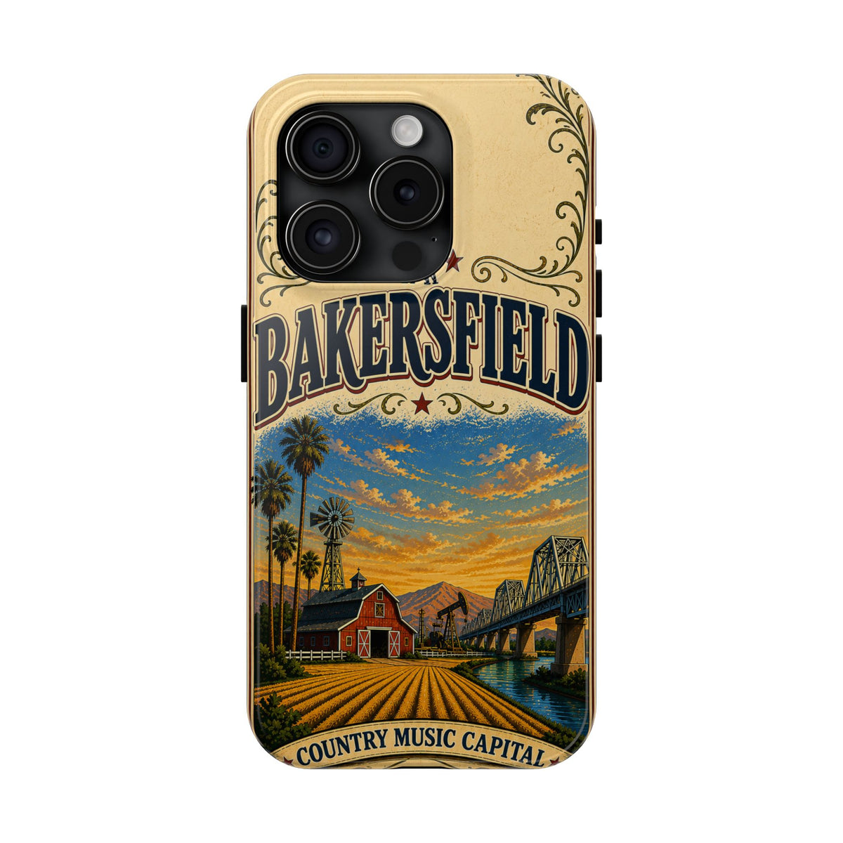 Bakersfield California Vintage Travel Phone Case Country Music Capital Retro Oil Fields Farmland Cover