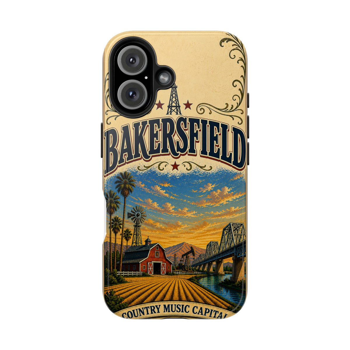 Bakersfield California Vintage Travel Phone Case Country Music Capital Retro Oil Fields Farmland Cover