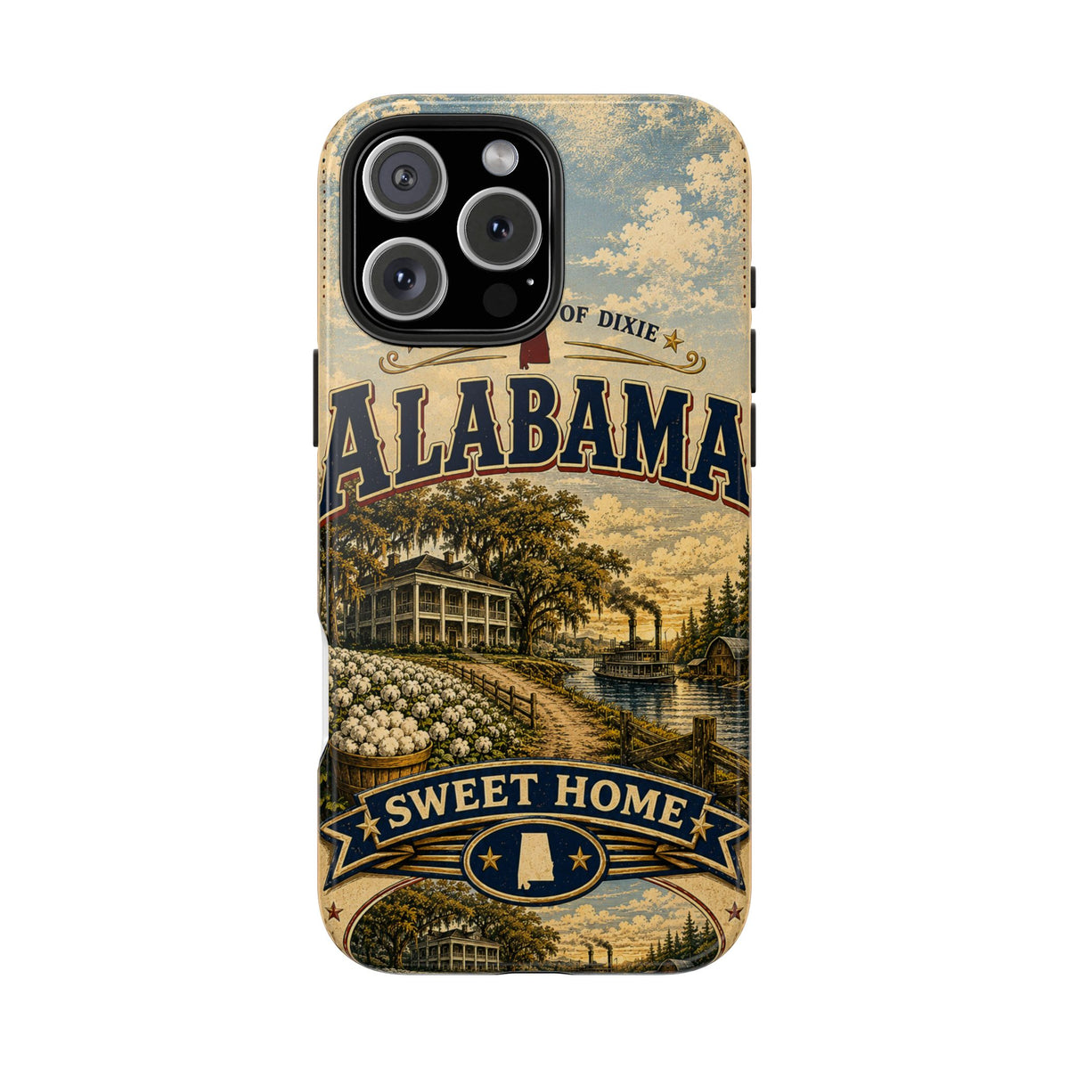 Alabama Faux Patchwork Phone Case Sweet Home Alabama Retro Travel Poster Southern State Pride Cover