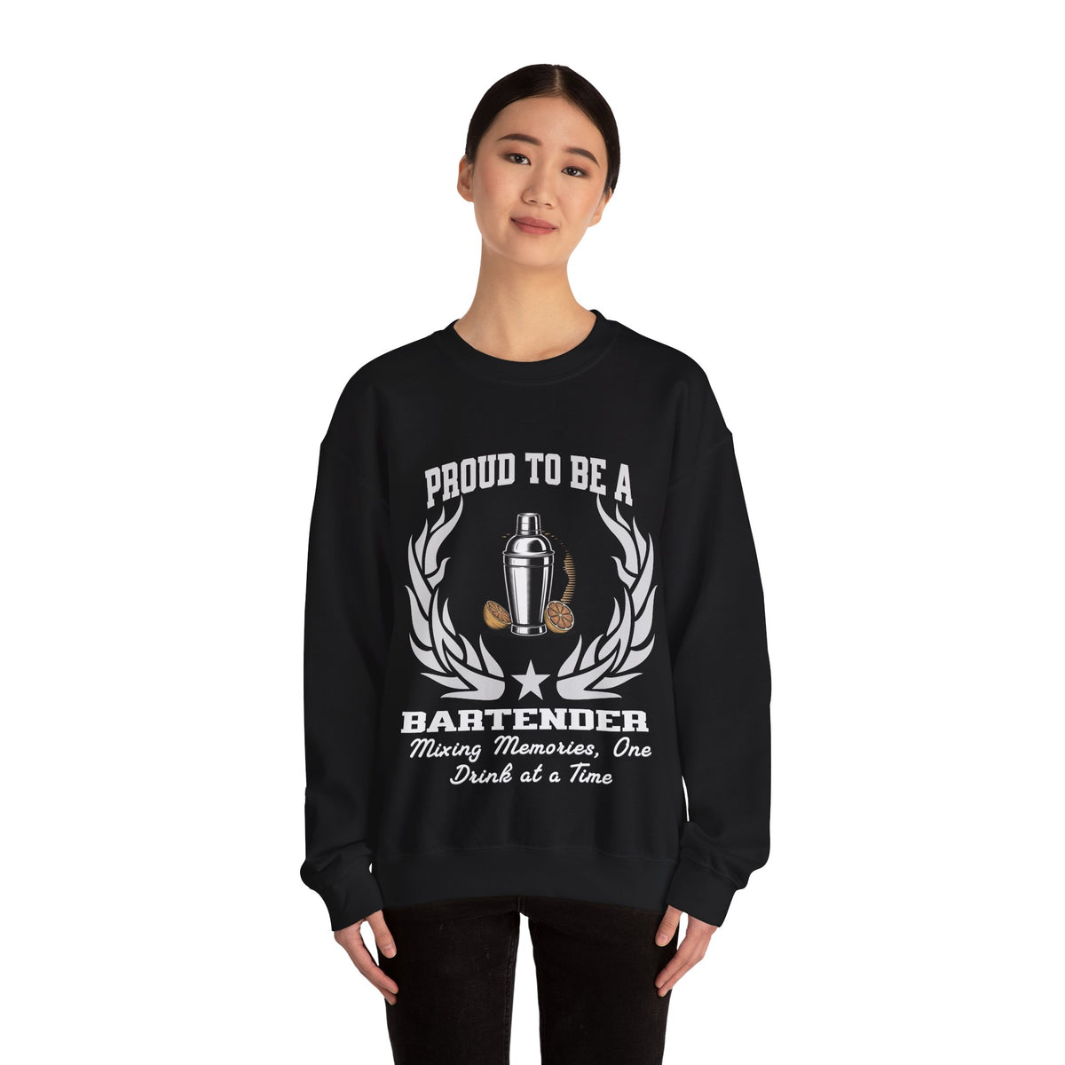 Copy of Unisex Bartender Sweatshirt – “PROUD TO BE A BARTENDER” | Mixing Memories, One Drink at a Time Pullover
