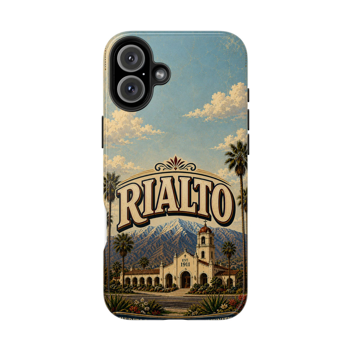 Rialto Heritage Pride Community Faux Patchwork Phone Case – Est 1911 Vintage California Travel Art Cover