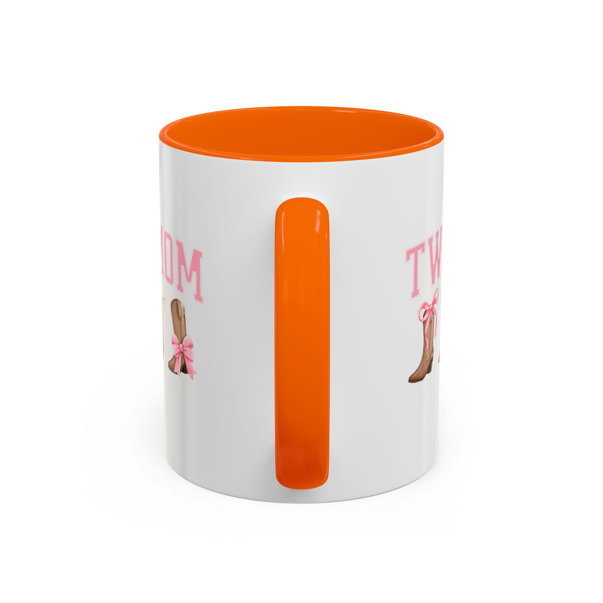 Twin Mom Letters Coffee Mug with Cowboy Boots and Bow – 11oz & 15oz Accent Mug – Cute Western Gift for Twin Moms