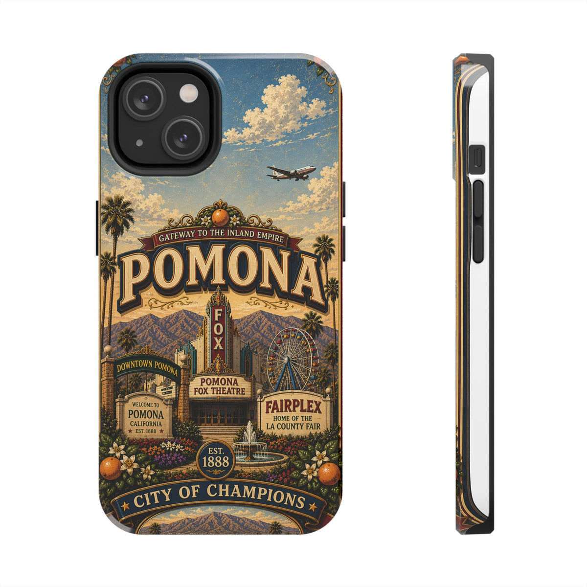 Pomona Gateway to the Inland Empire Faux Patchwork Phone Case – Vintage California Travel Art Cover
