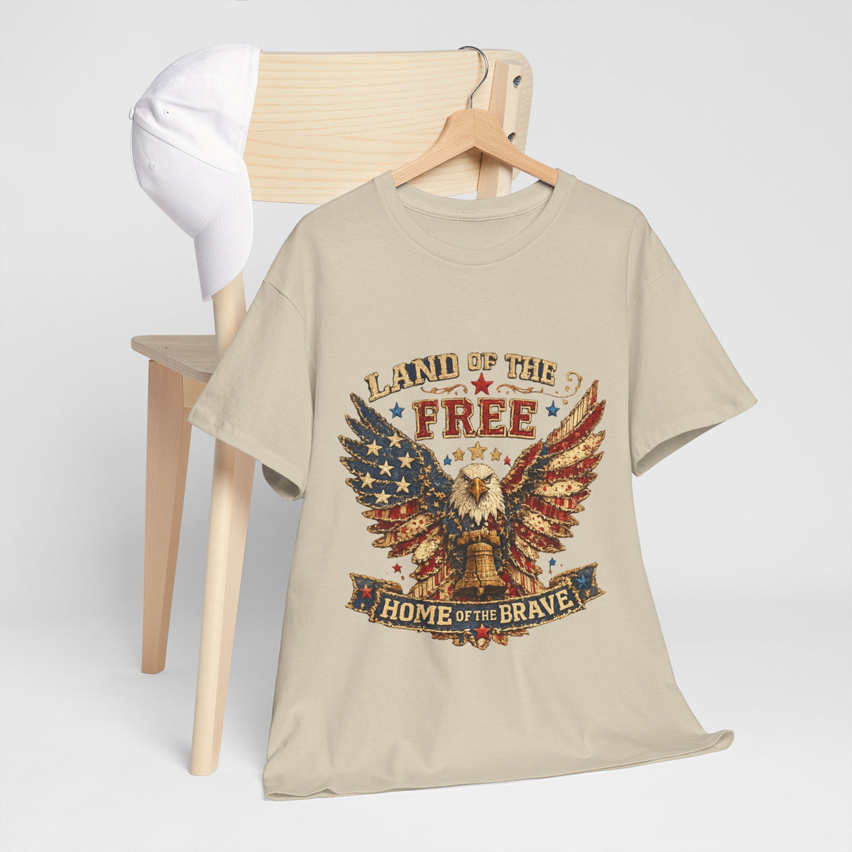 Patriotic Eagle T-Shirt — "Land of the Free, Home of the Brave" Graphic Tee