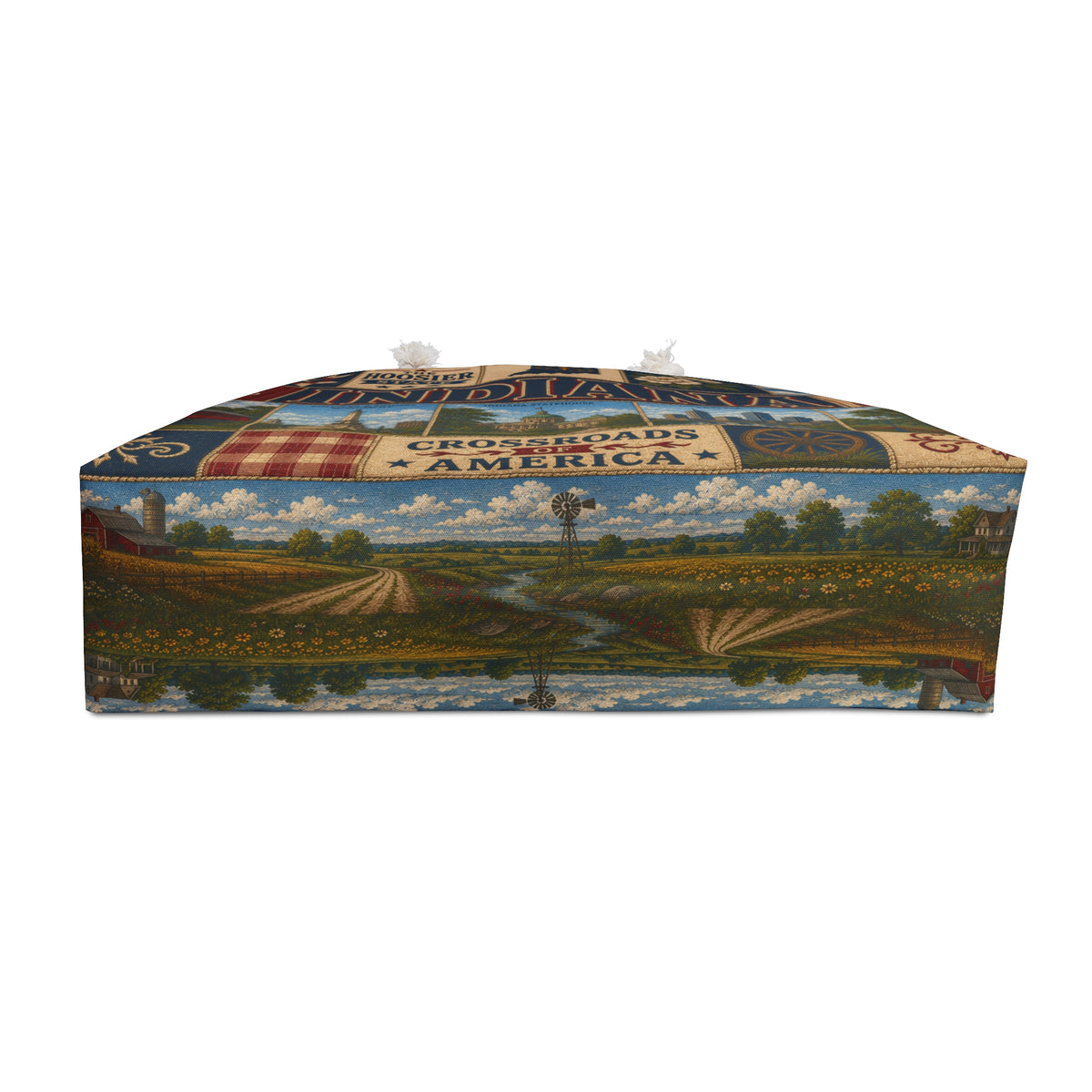 Indiana Weekender Bag Hoosier State Faux Patchwork Travel Tote Crossroads of America Vintage State Souvenir Gift