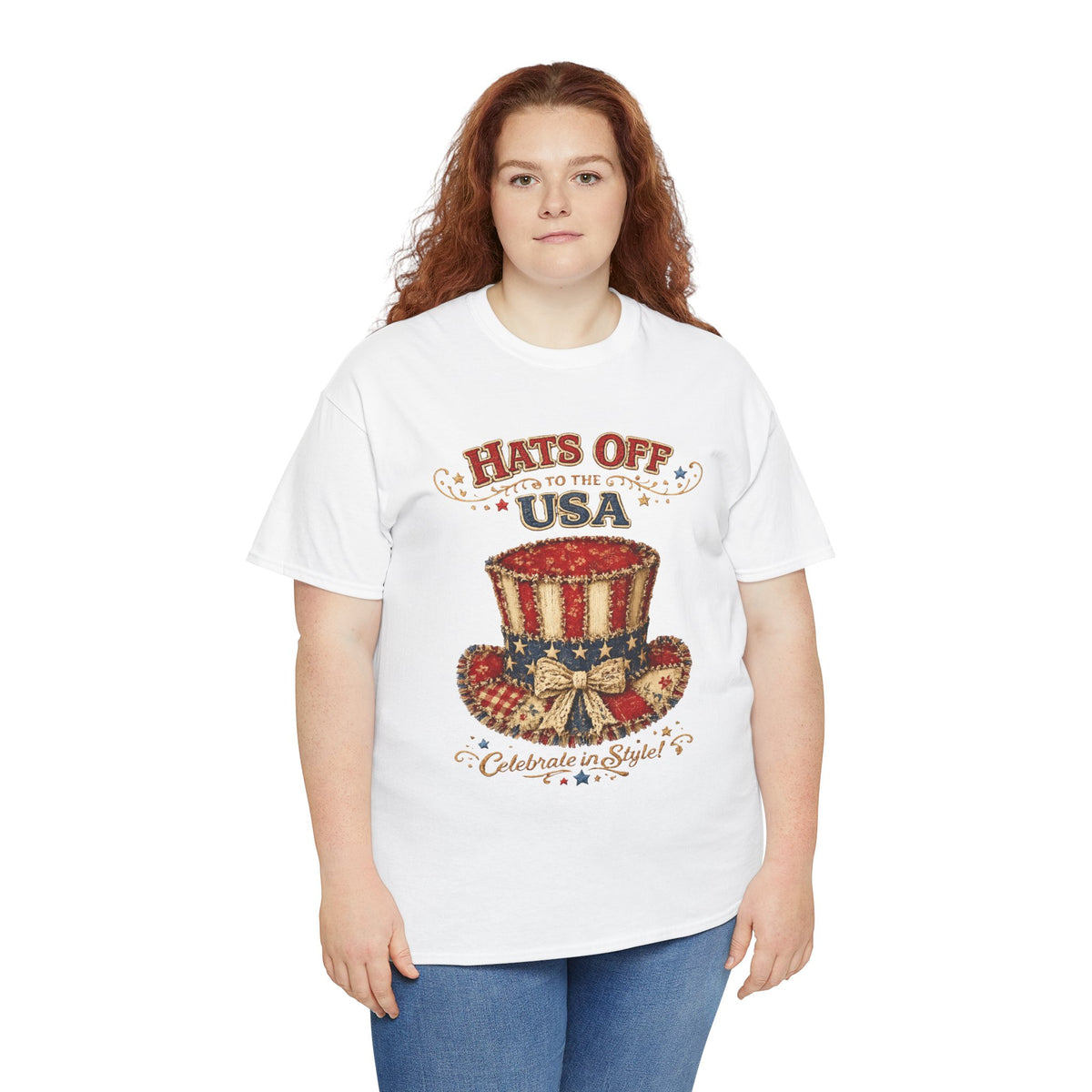 Patriotic T-Shirt — “Hats Off to the USA” 4th of July Celebration Tee
