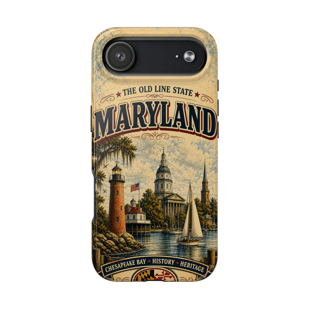 Maryland Vintage Lighthouse Tough Phone Case — Chesapeake Bay State Protective Cover