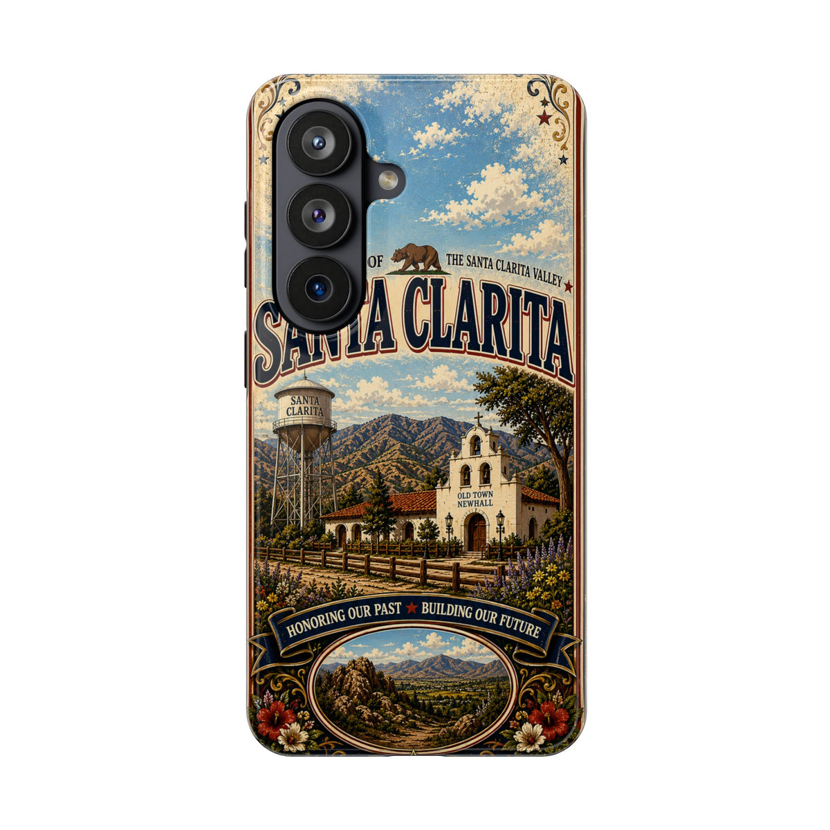 Santa Clarita Faux Patchwork Phone Case Vintage California Valley Travel Landmark Cover