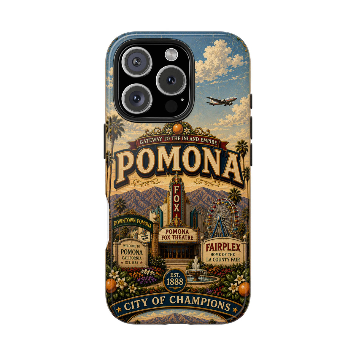 Pomona Gateway to the Inland Empire Faux Patchwork Phone Case – Vintage California Travel Art Cover