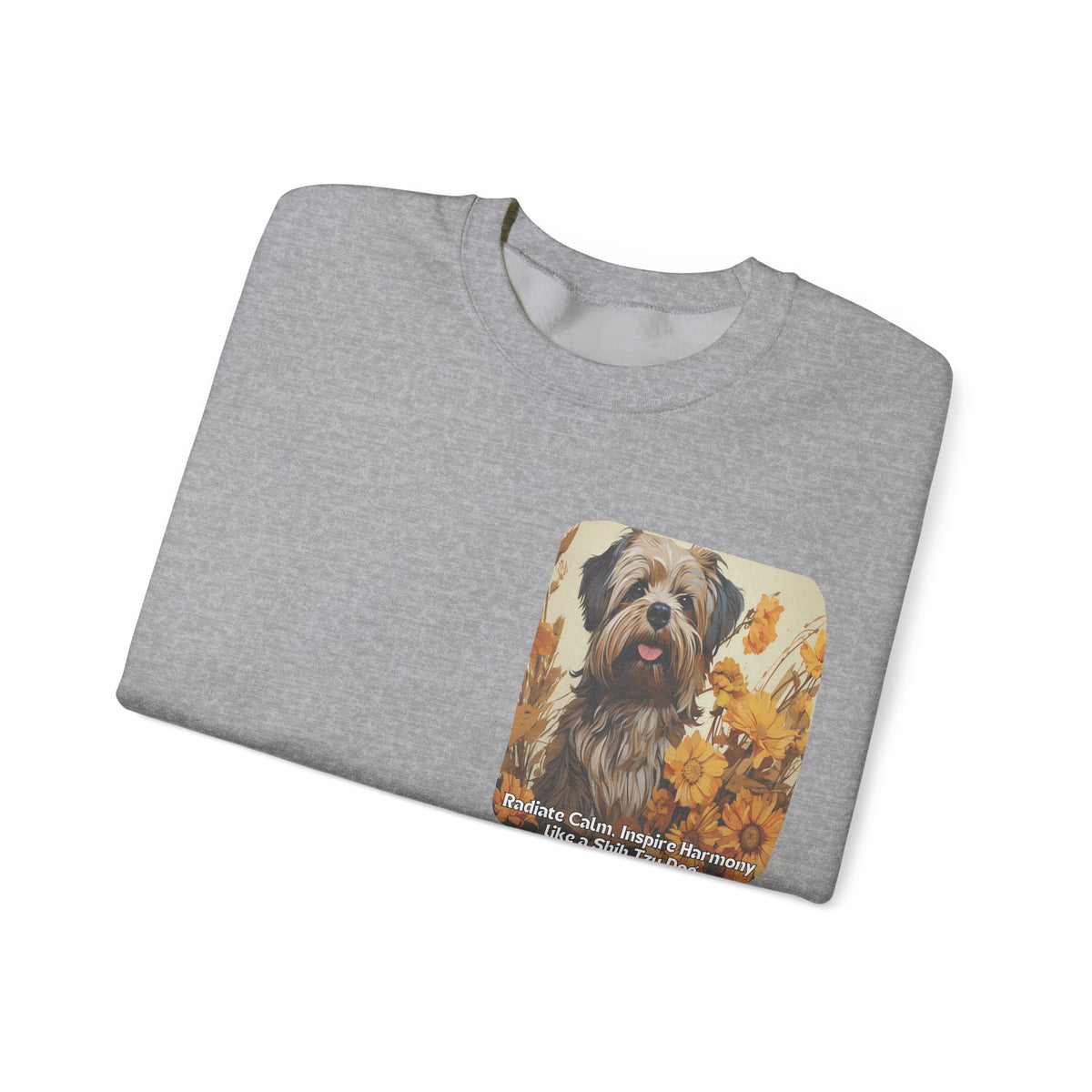 Copy of Shih Tzu Serenity Sweatshirt - 'Radiate Calm, Inspire Harmony' - Sunflower Dog Lover Hoodie (Front & Back Print)"