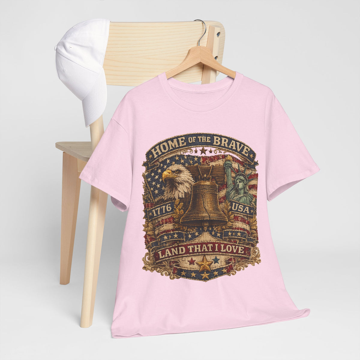 Patriotic T-Shirt — "Home of the Brave" Liberty Bell Eagle USA Tee