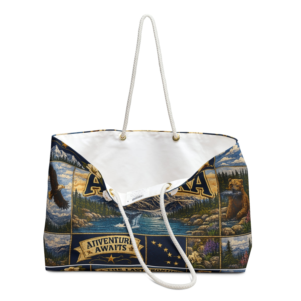Alaska Weekender Bag The Last Frontier Faux Patchwork Travel Tote Adventure Awaits Vintage State Souvenir Gift