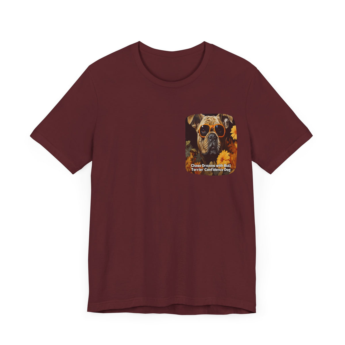 Bull Terrier Sunflower T-Shirt – 'Chase Dreams with Bull Terrier Confidence' Front & Back Design – Bold & Playful Dog Lover Tee