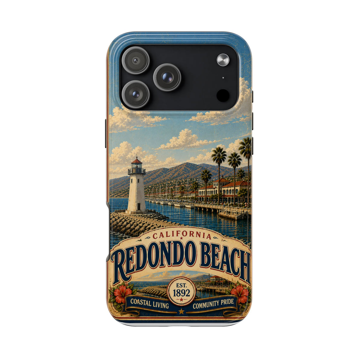 Redondo Beach Vintage Lighthouse Tough Phone Case — California Coastal iPhone Cover