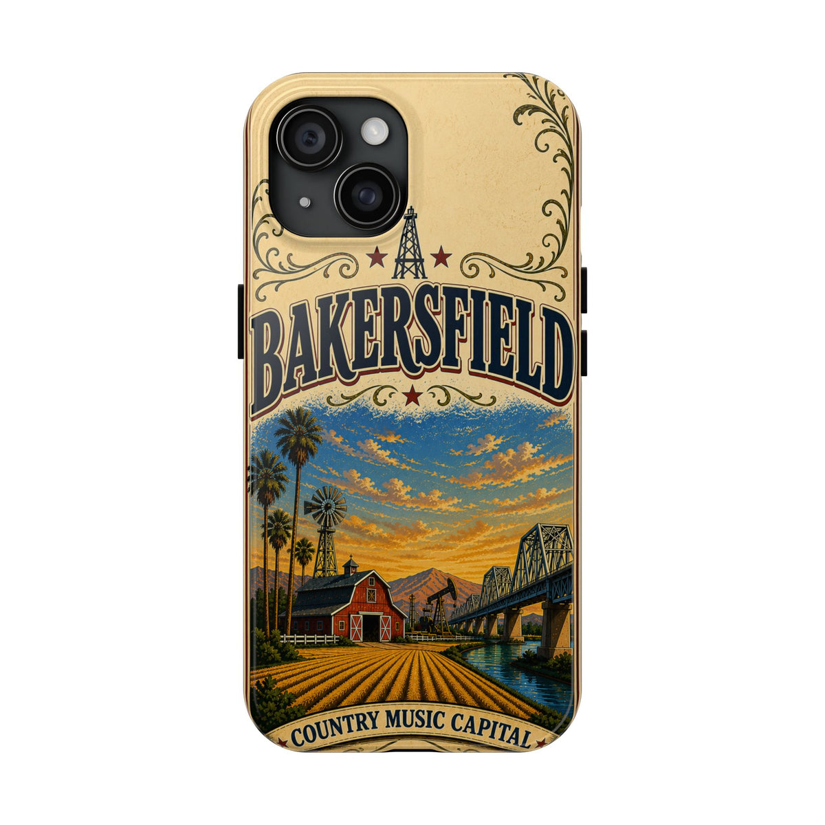 Bakersfield California Vintage Travel Phone Case Country Music Capital Retro Oil Fields Farmland Cover