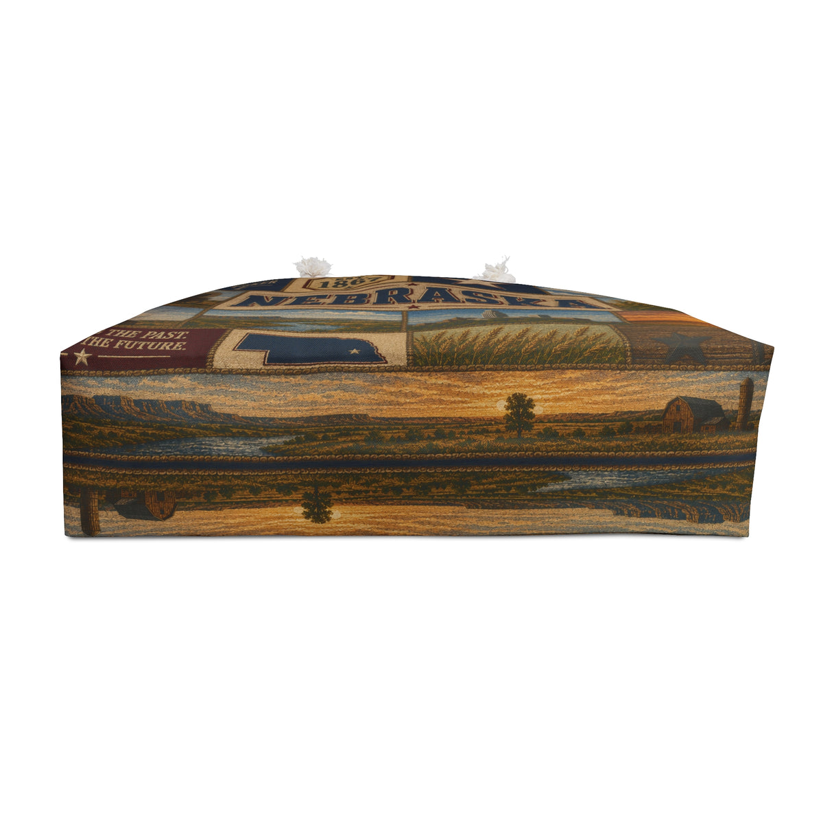 Nebraska Weekender Bag Cornhusker State Faux Patchwork Travel Tote Honoring the Past Building the Future Souvenir Gift