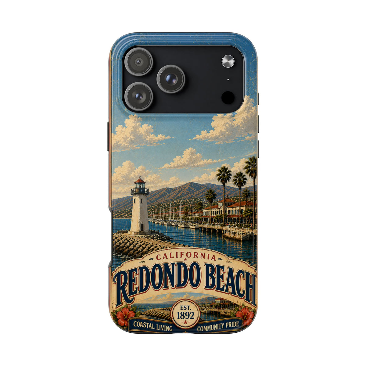 Redondo Beach Vintage Lighthouse Tough Phone Case — California Coastal iPhone Cover