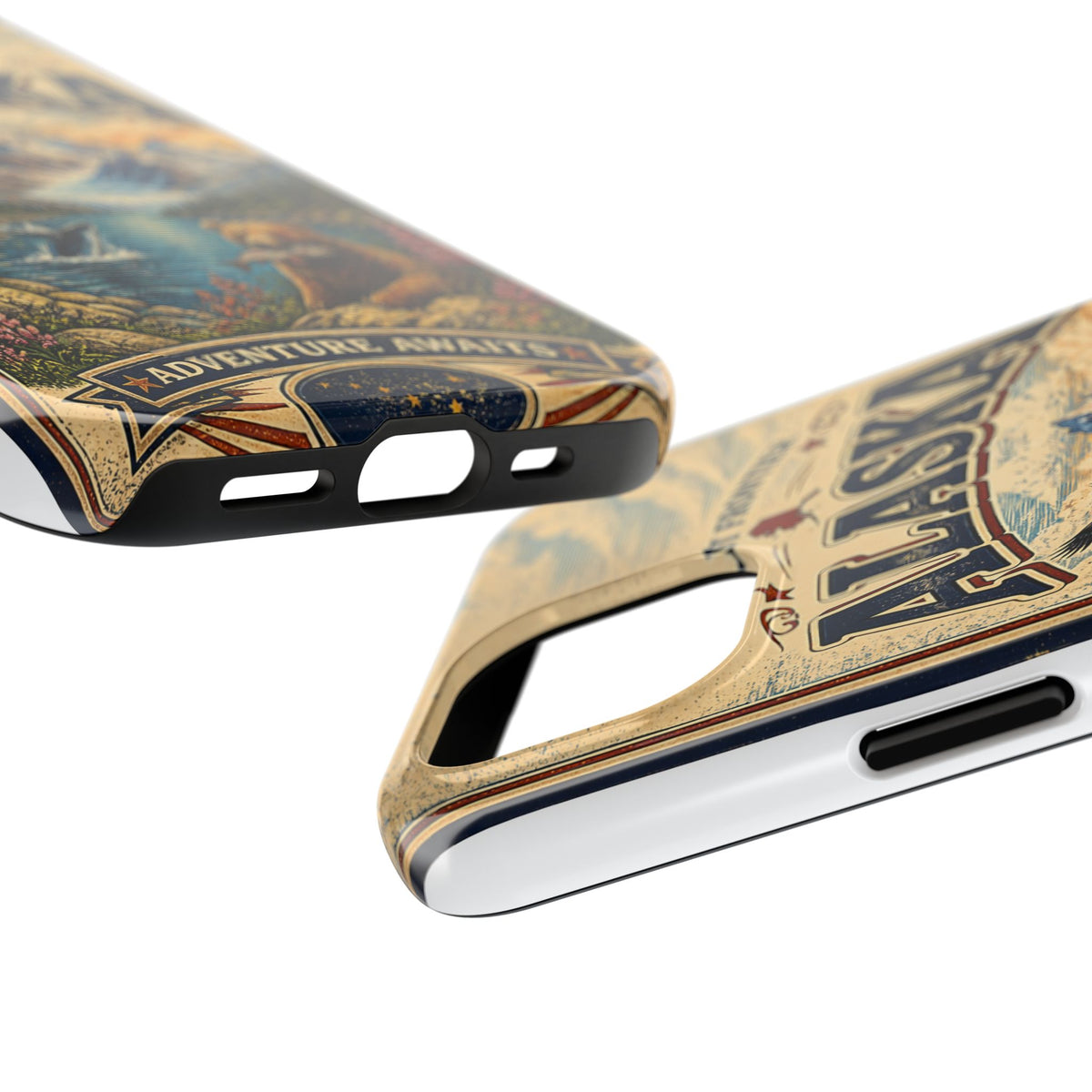 Alaska Faux Vintage Phone Case The Last Frontier Retro Travel Poster Style Adventure Awaits Wildlife iPhone Samsung Case