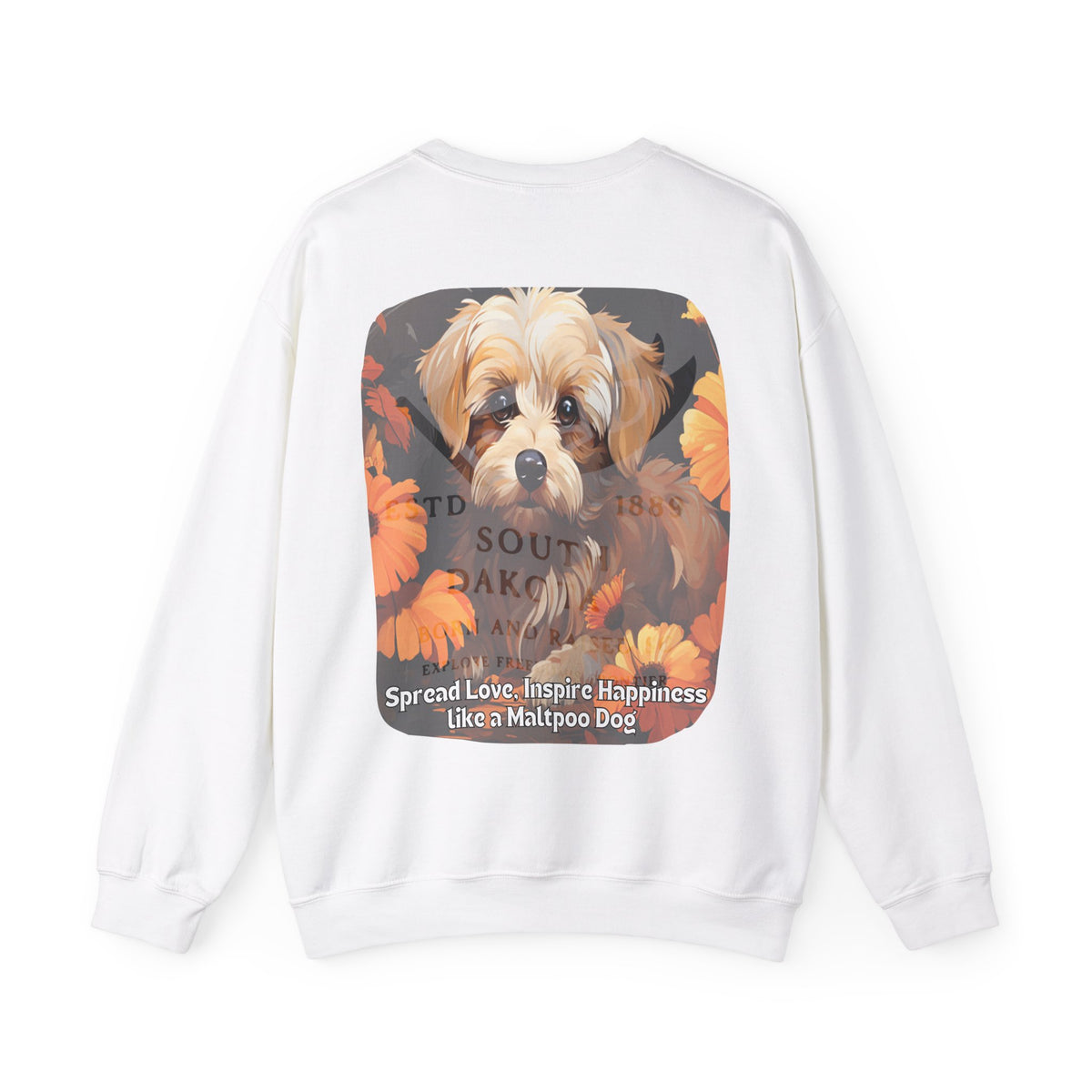 Maltipoo Dog Love Sunflower Sweatshirt – 'Spread Love, Inspire Happiness' – Unisex Designer Dog Pullover