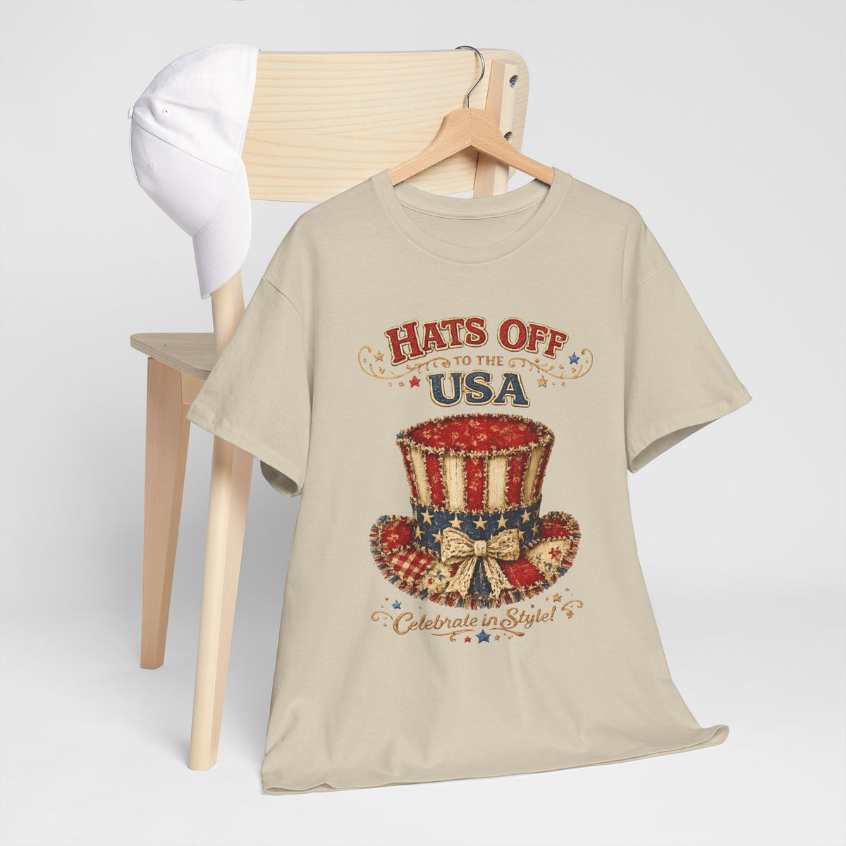 Patriotic T-Shirt — “Hats Off to the USA” 4th of July Celebration Tee