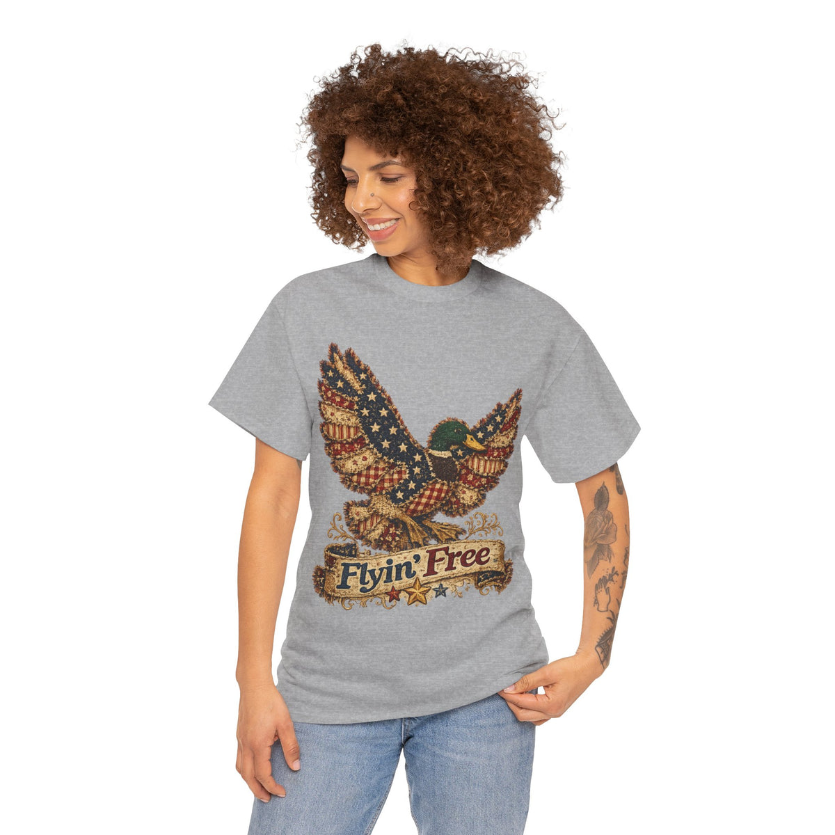 Flyin' Free Eagle T-Shirt — Patriotic Vintage Flag Graphic Tee