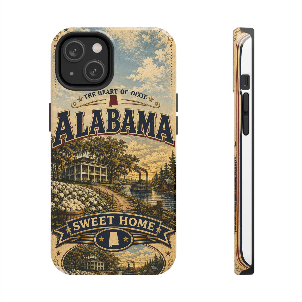 Alabama Faux Patchwork Phone Case Sweet Home Alabama Retro Travel Poster Southern State Pride Cover