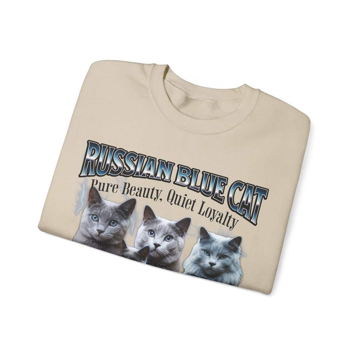 Russian Blue Cat “Pure Beauty, Quiet Loyalty” Unisex Sweatshirt | Cozy Cat Lover Pullover | Russian Blue Gift | New Edge Gifts & Novelties