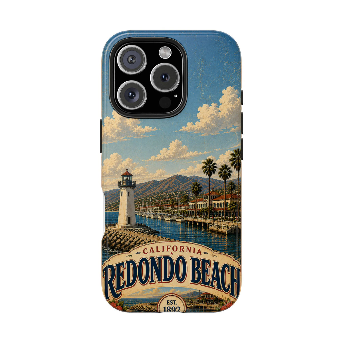 Redondo Beach Vintage Lighthouse Tough Phone Case — California Coastal iPhone Cover