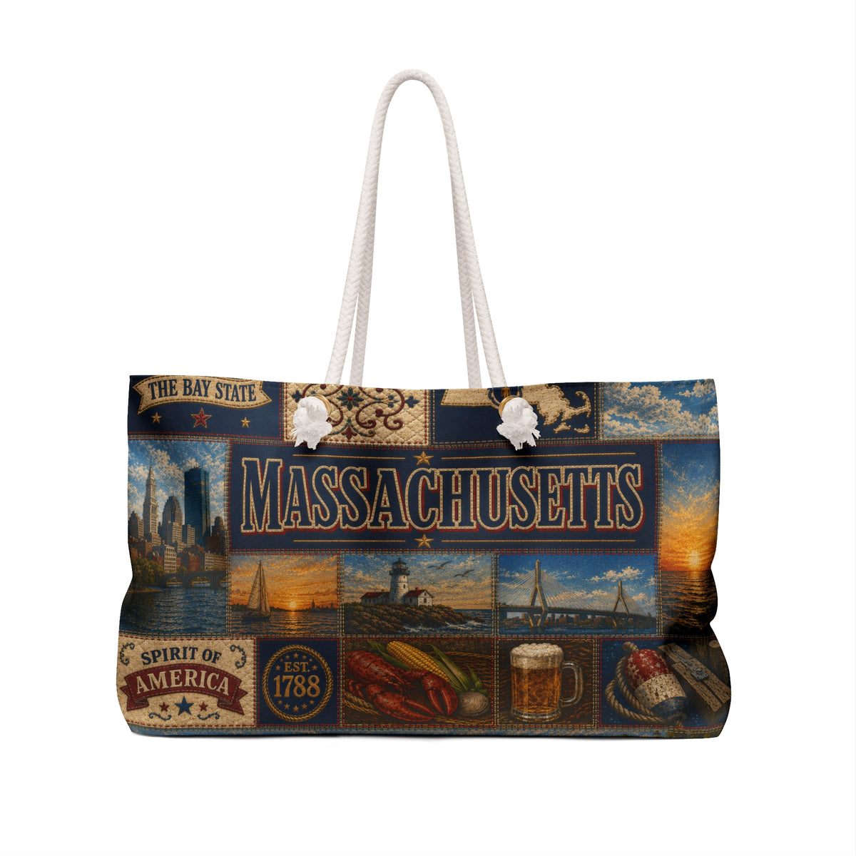 Massachusetts Weekender Bag – Vintage State Travel Tote