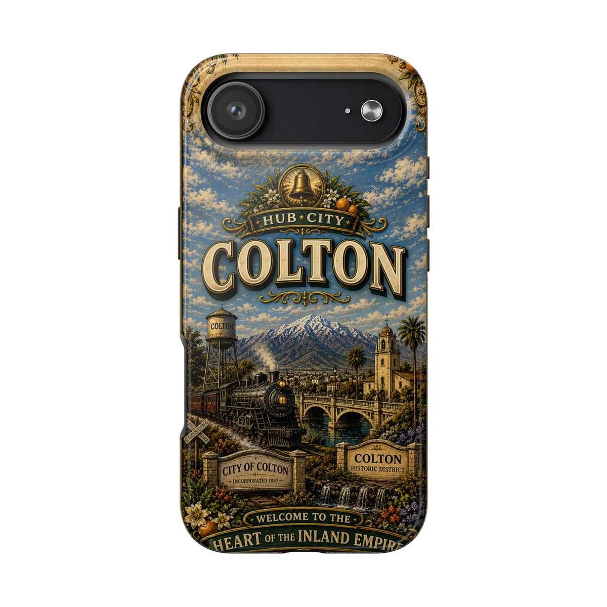 Colton California Vintage Travel Phone Case Hub City Railroad Retro Train Landmark Cover