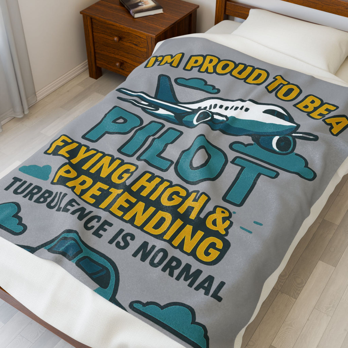 Pilot Velveteen Blanket – Funny Flying High & Turbulence Humor Gift Throw