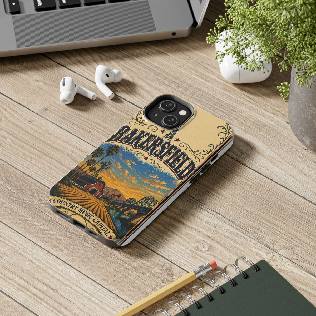 Bakersfield California Vintage Travel Phone Case Country Music Capital Retro Oil Fields Farmland Cover