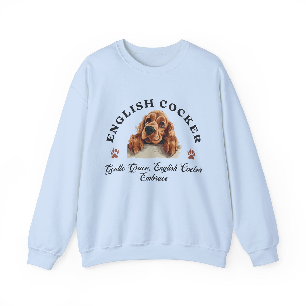 English Cocker Spaniel Sweatshirt – Gentle Grace & Cocker Embrace – Unisex Dog Lover Pullover