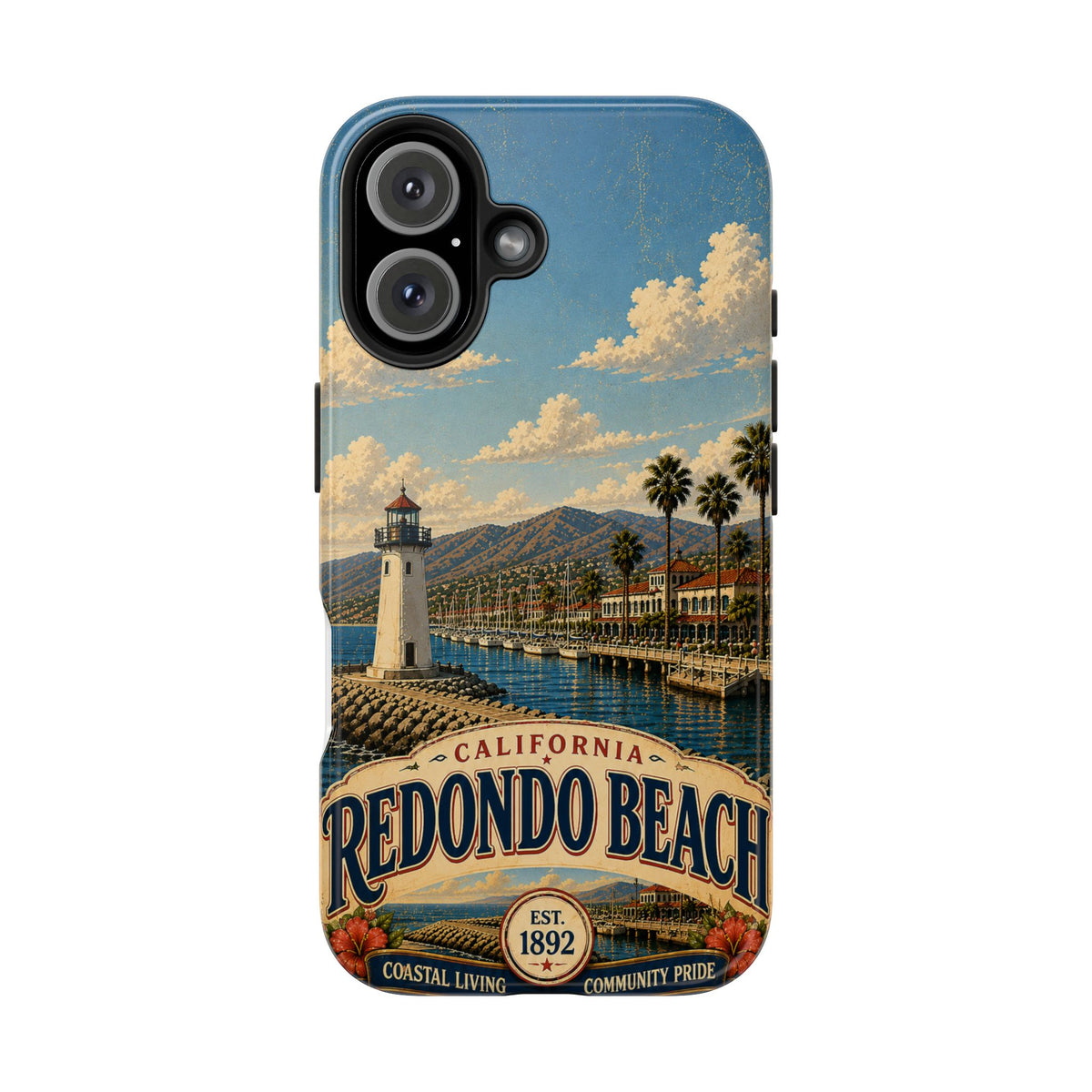 Redondo Beach Vintage Lighthouse Tough Phone Case — California Coastal iPhone Cover
